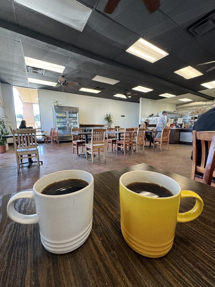 Yucca Valley Eatery in Yucca Valley. Interior photo of food from their menu and coffee.